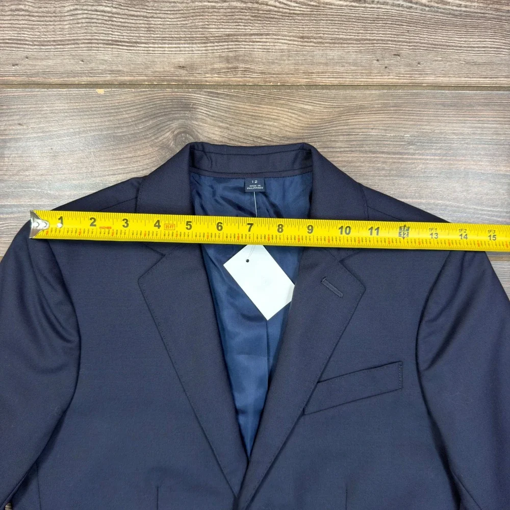 Crewcuts Boys Size 12 Ludlow Blazer Navy Blue Loro Piana Wool Suit Jacket NEW